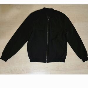 Black Zip-Up Lightweight Bomber Jacket Size: Medium